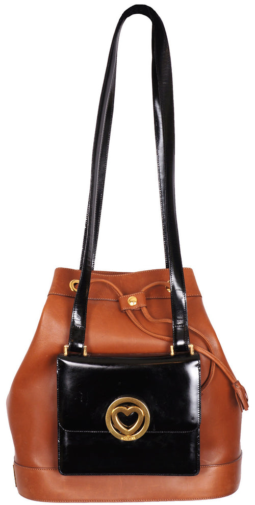 Vintage 90s Moschino Leather Shoulder Bag Purse - Redwall 