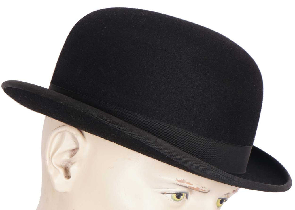 Vintage Mens English Bowler Hat Derby Moss Bros Covent Garden Large 7 3/8 - Poppy's Vintage Clothing