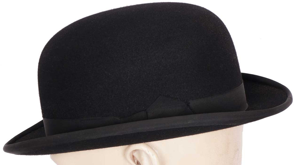 Vintage Mens English Bowler Hat Derby Moss Bros Covent Garden Large 7 3/8 - Poppy's Vintage Clothing
