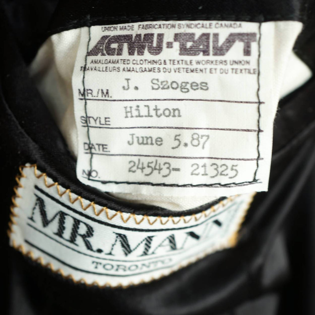 Vintage 1980s Mens Cashmere Overcoat Mr Mann Toronto Black Coat - 1987 - Size M L - Poppy's Vintage Clothing