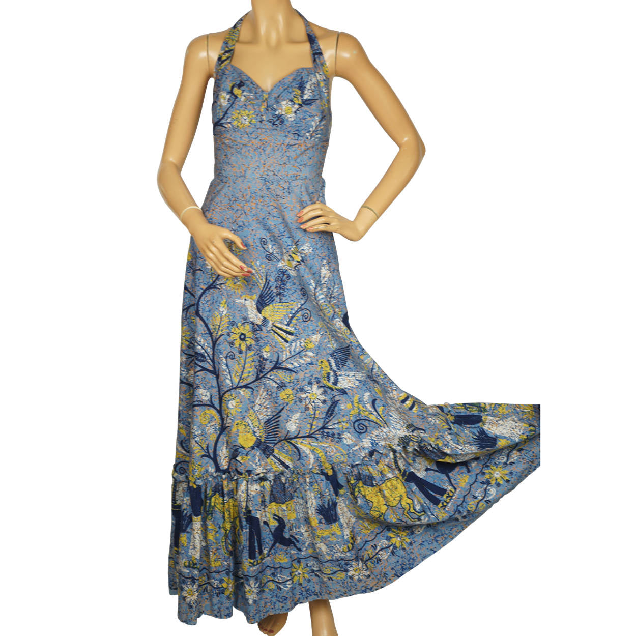 Vintage 1970s Mexican Dress Printed Cotton Muchas Cosas Hand Made Original XS - Poppy's Vintage Clothing