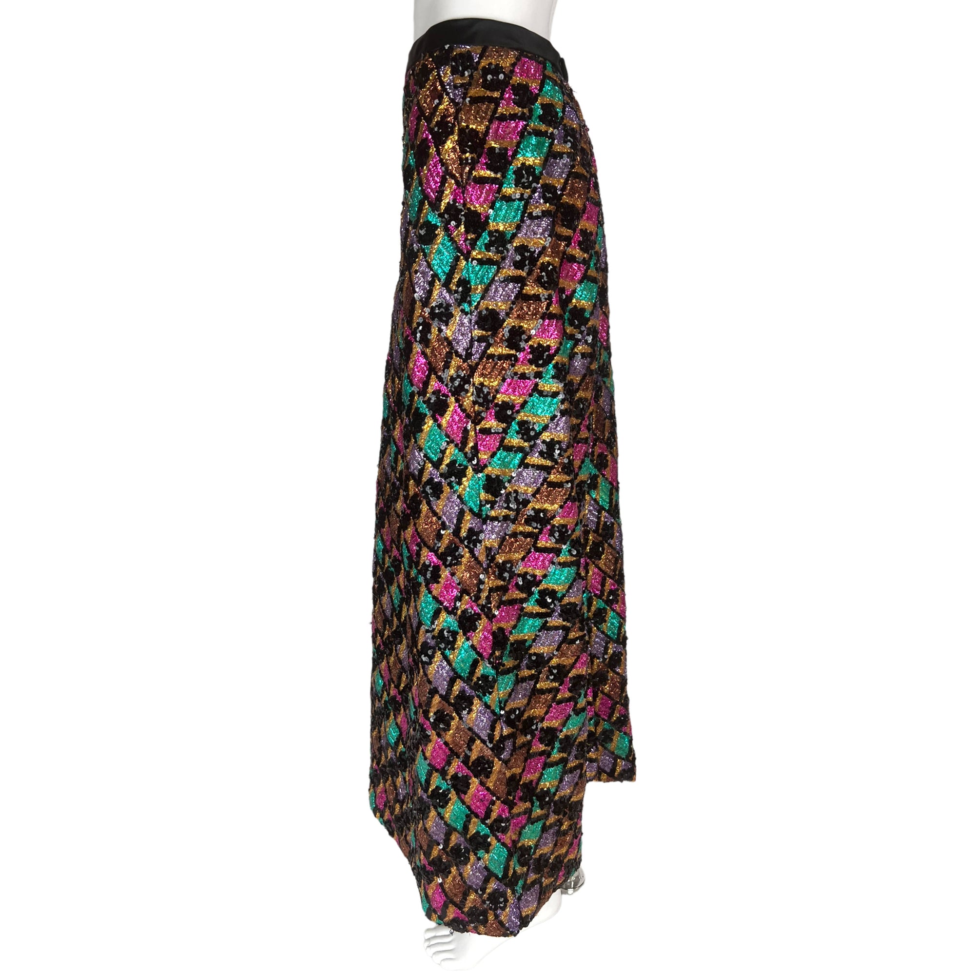 1960s Vintage Colour Block Skirt Multicolour Metallic Foil