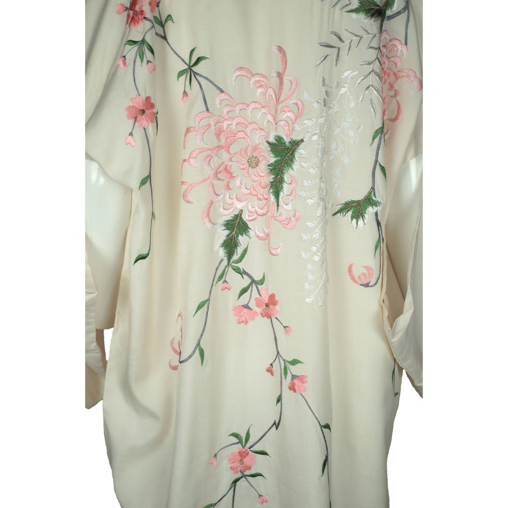 Vintage Unused 60s Japanese Embroidered Silk Kimono NIP