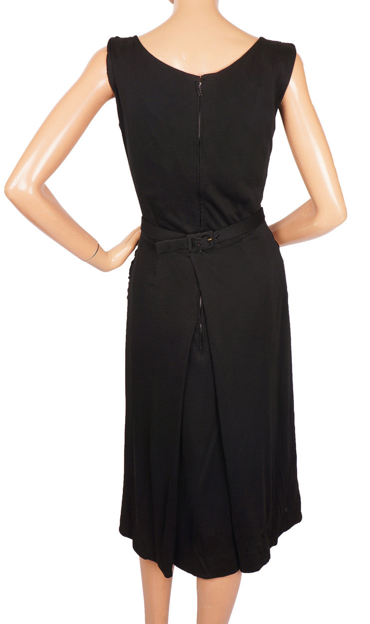 1950s Vintage Dress by Nina Ricci Collection Jeunes Femmes in Black Silk - Poppy's Vintage Clothing