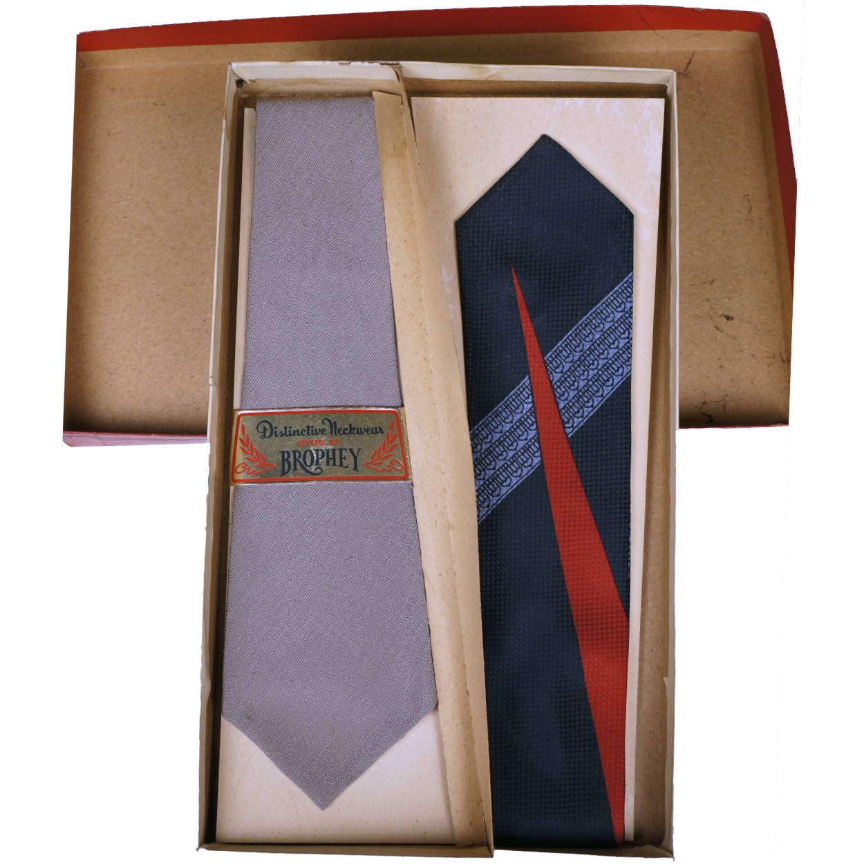 Vintage Unused Ties 1930s 40s Neckties by W A Brophey in Original Box - Poppy's Vintage Clothing