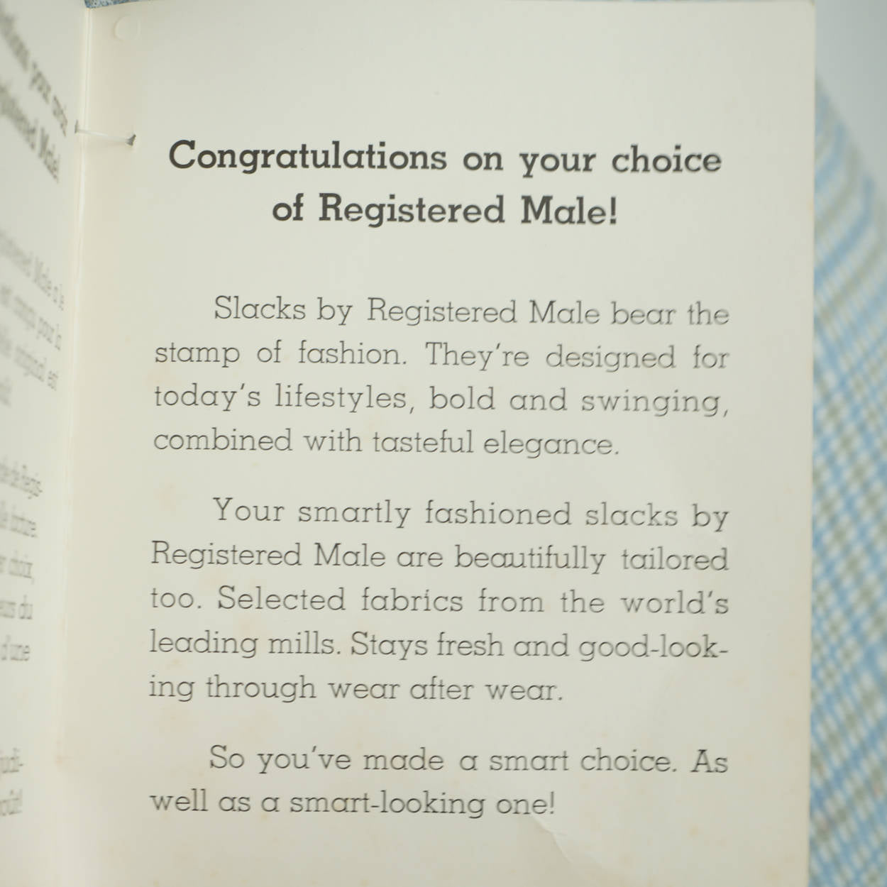 Vintage 1970s Mod Mens Pants NWT Registered Male Polyester Size 38 Waist Unused - Poppy's Vintage Clothing