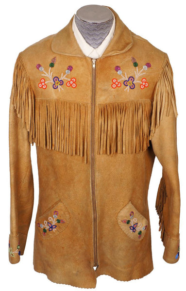 Vintage 1950s Native Indian Fringed Suede Leather Jacket - M - Poppy's Vintage Clothing