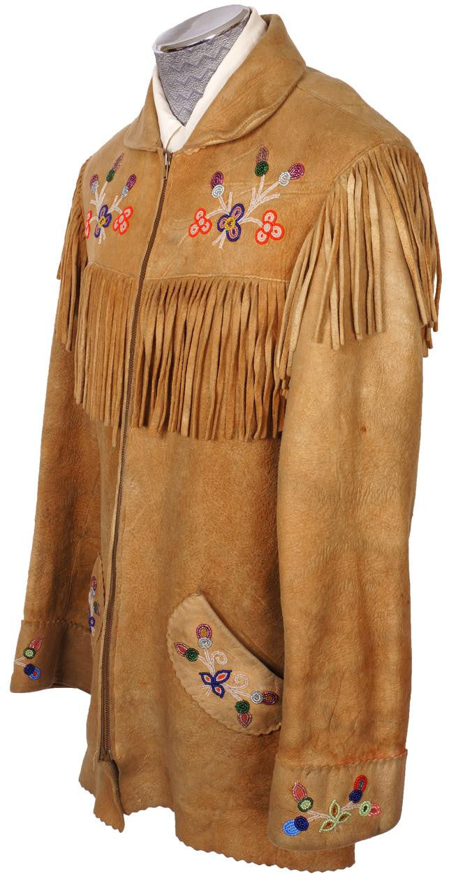 Vintage 1950s Native Indian Fringed Suede Leather Jacket - M - Poppy's Vintage Clothing