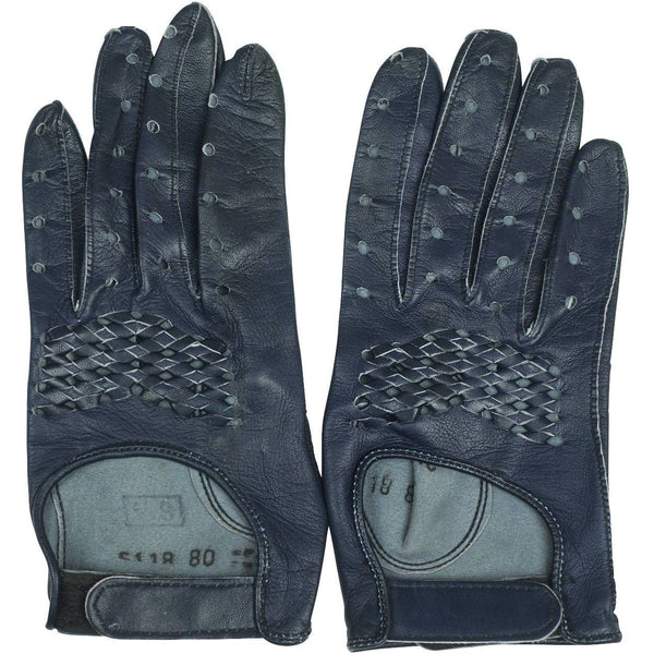 Vintage 1960s Navy Blue Leather Racing Gloves Ladies Size 6.5 - Poppy's Vintage Clothing