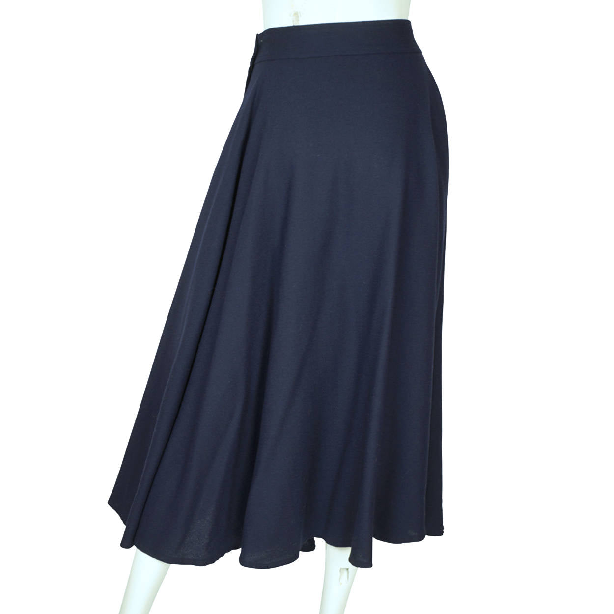 Vintage 1980s Full Skirt Blue Wool Holt Renfrew Canada 27” W - Poppy's Vintage Clothing