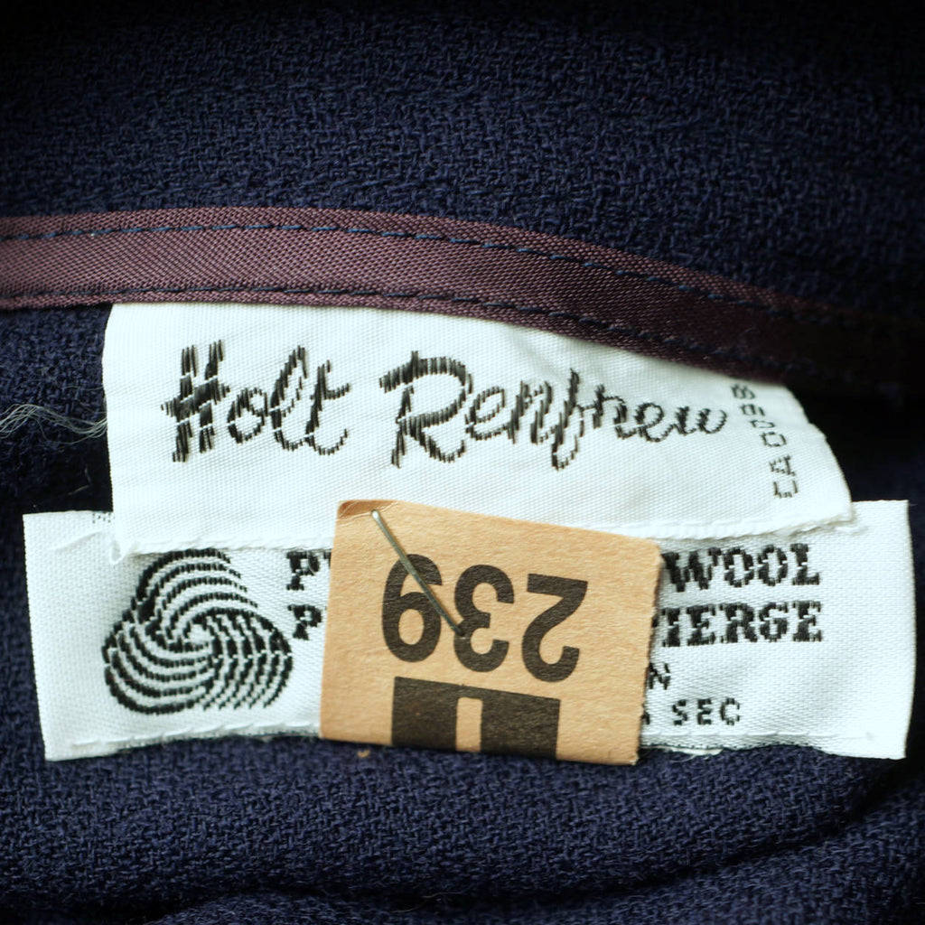 Vintage 1980s Full Skirt Blue Wool Holt Renfrew Canada 27” W - Poppy's Vintage Clothing