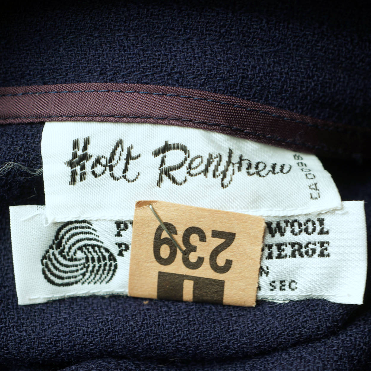 Vintage 1980s Full Skirt Blue Wool Holt Renfrew Canada 27” W - Poppy's Vintage Clothing