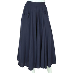 Vintage 1980s Full Skirt Blue Wool Holt Renfrew Canada 27” W - Poppy's Vintage Clothing