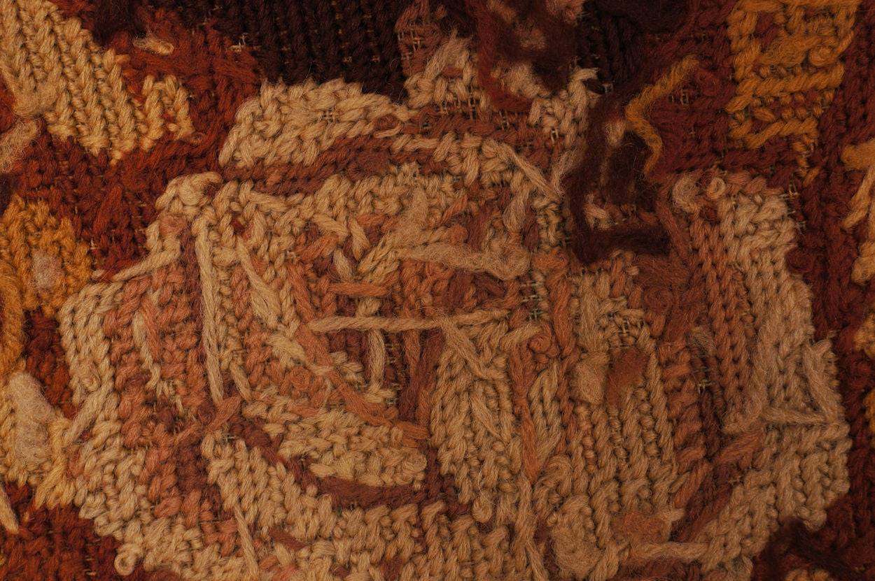 Antique Needlepoint Tablecloth or Table Cover Fringed Rose Flower Pattern 46” - Poppy's Vintage Clothing