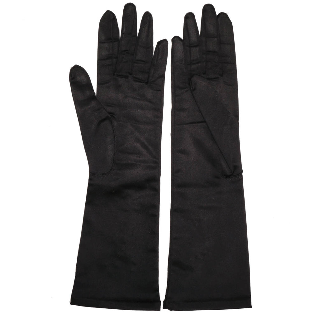 Vintage Neyret Paris Black Satin Long Gloves 1950s Ladies Size 7 - Poppy's Vintage Clothing