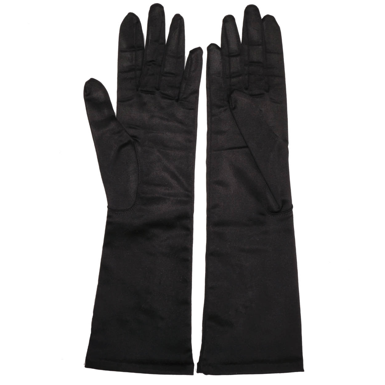 Vintage Neyret Paris Black Satin Long Gloves 1950s Ladies Size 7 - Poppy's Vintage Clothing