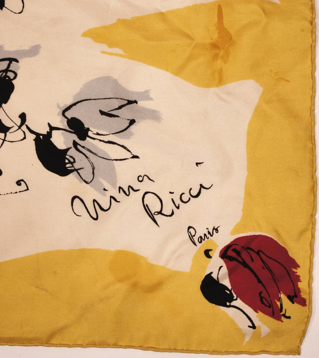 Vintage 1950s Nina Ricci Paris Silk Scarf Autumn Leaves - Poppy's Vintage Clothing