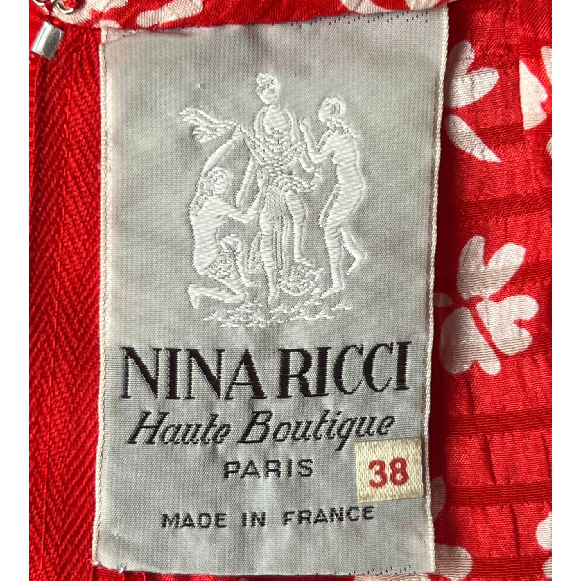 1970s 2 Piece Vintage Nina Ricci Haute Boutique Silk Dress
