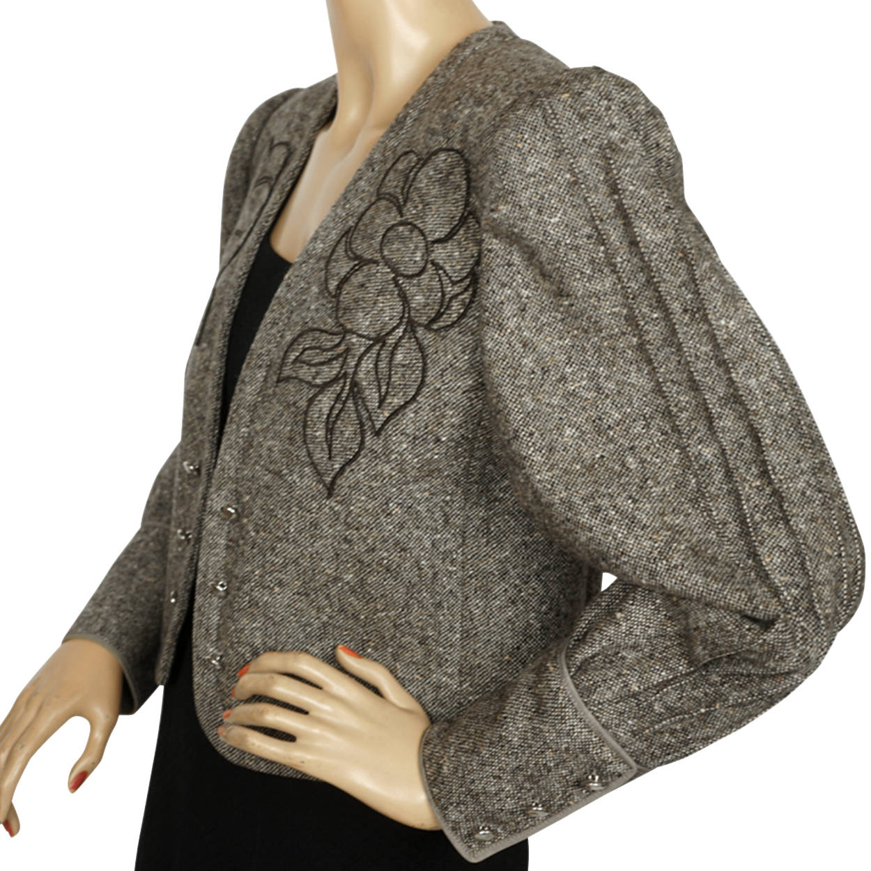 Vintage Nina Ricci Boutique Paris Jacket Wool Tweed Made in France Size 42 - Poppy's Vintage Clothing