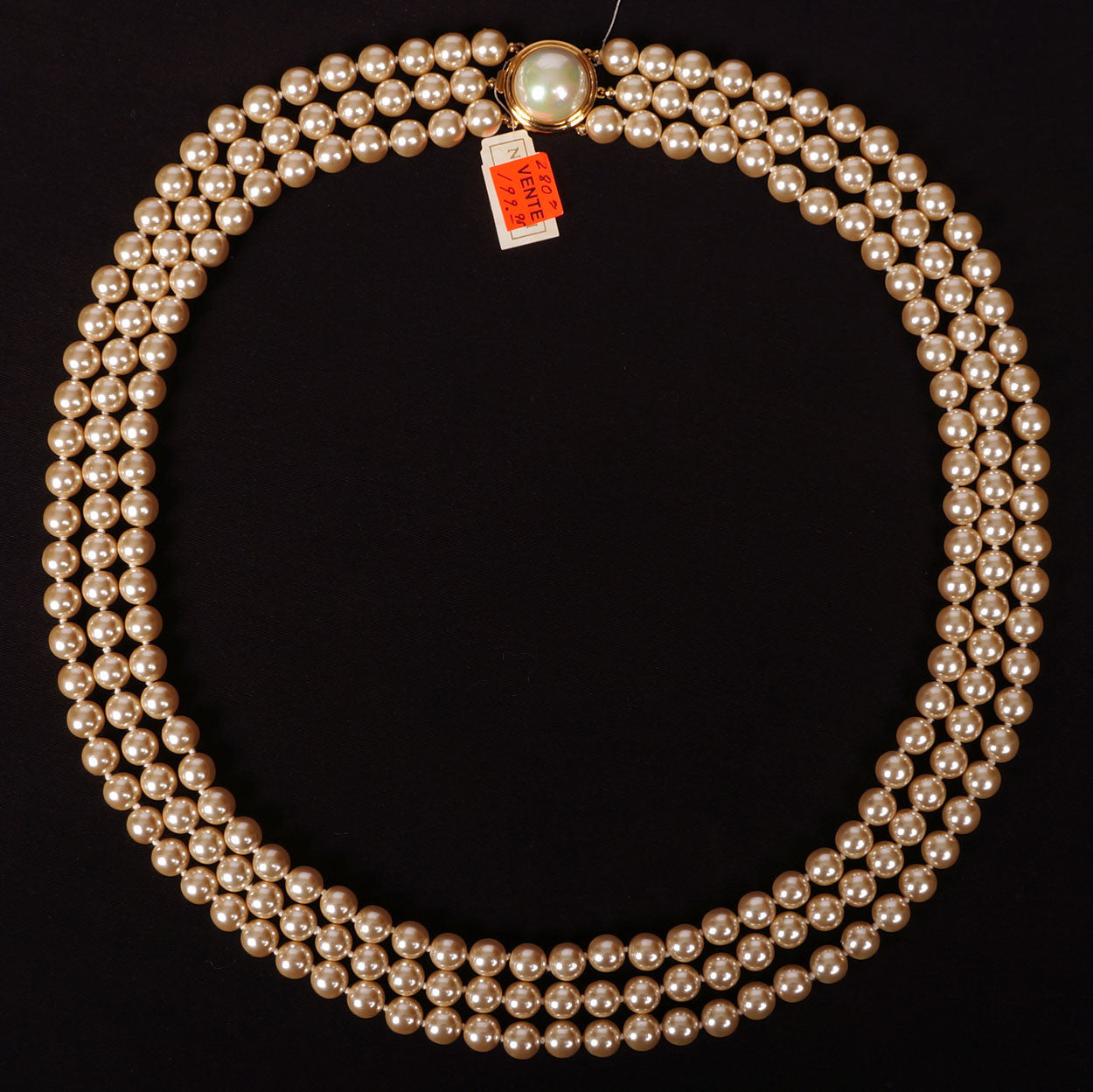 Nina Ricci 3 Strand Faux Pearl Necklace Unused - Poppy's Vintage Clothing