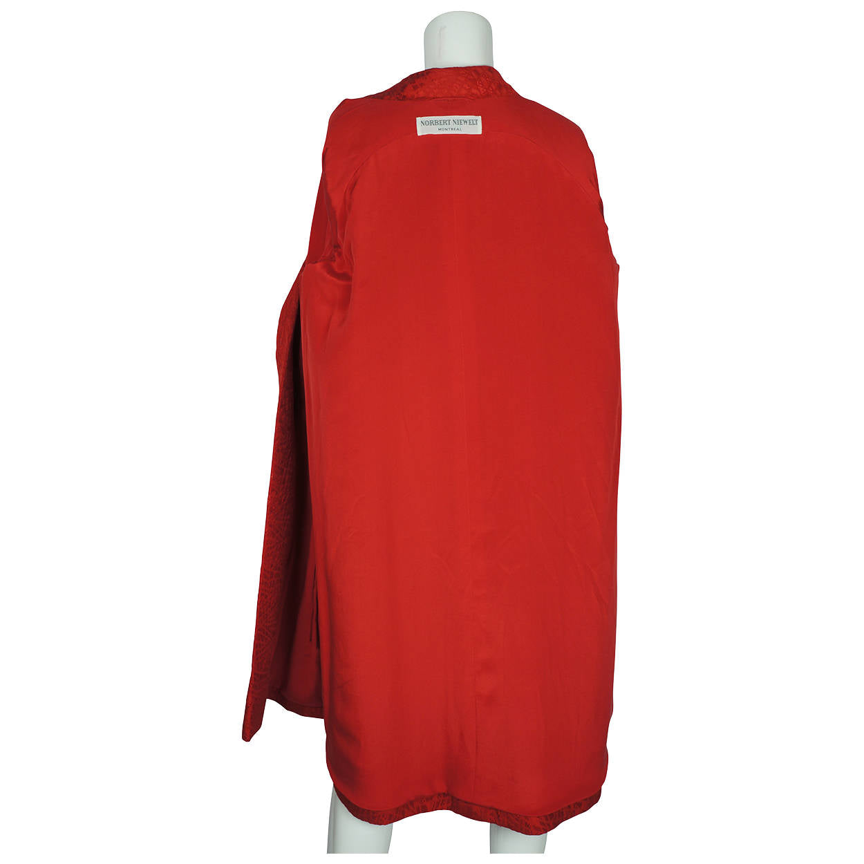 Vintage 50s Couture Evening Coat Red Silk Brocatelle Sz M - Poppy's Vintage Clothing