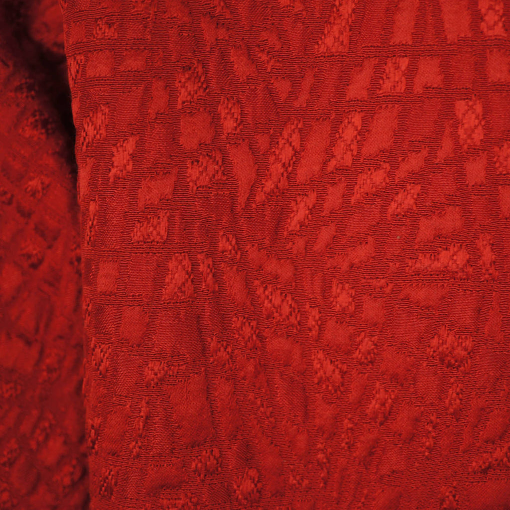Vintage 50s Couture Evening Coat Red Silk Brocatelle Sz M - Poppy's Vintage Clothing