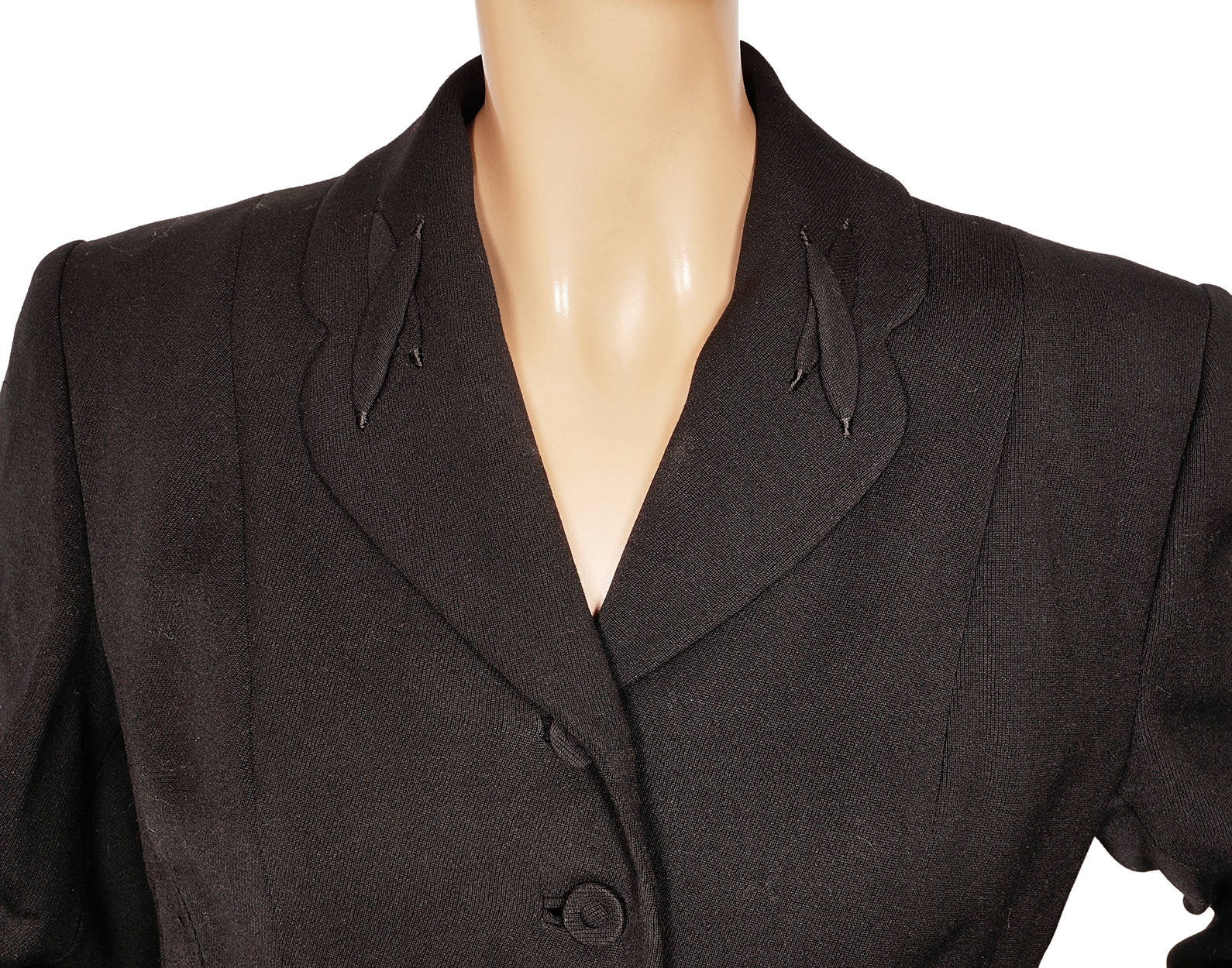 Vintage 1940s Black Gabardine Wool Ladies Suit - Poppy's Vintage Clothing