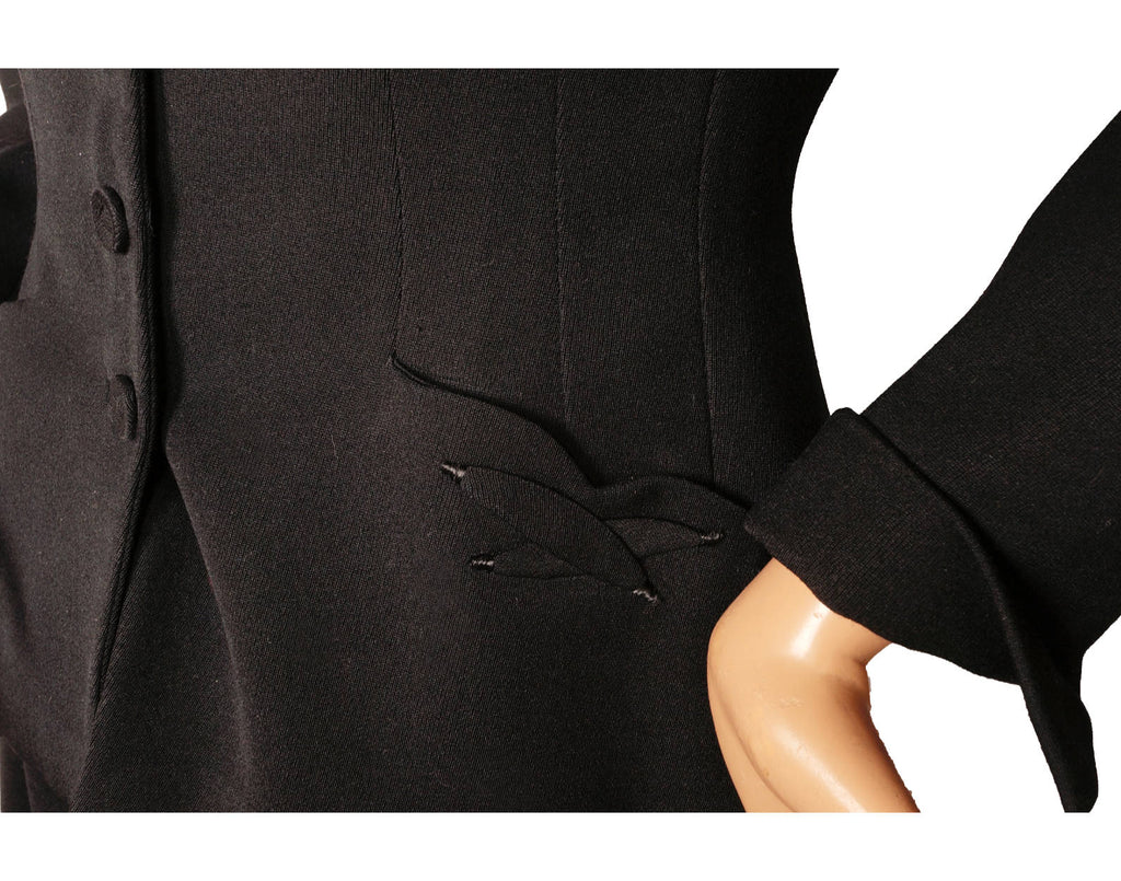 Vintage 1940s Black Gabardine Wool Ladies Suit - Poppy's Vintage Clothing