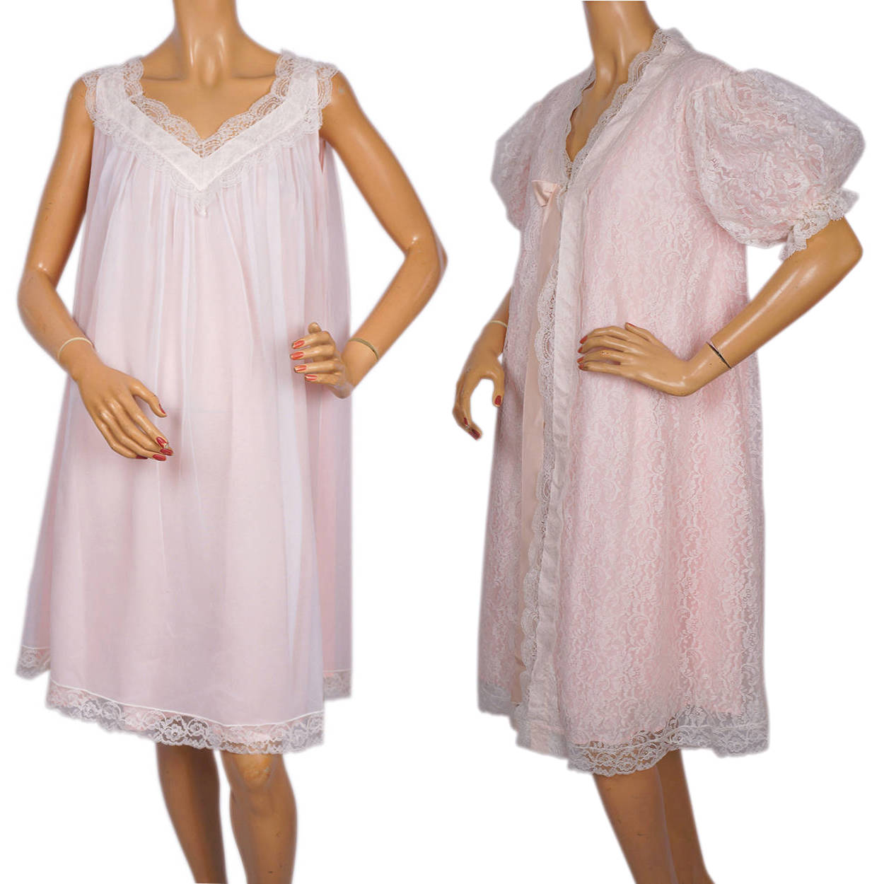 Buy Vintage 70s Peignoir Set/vintage Pale Pink Sheer Long Peignoir Online  in India 