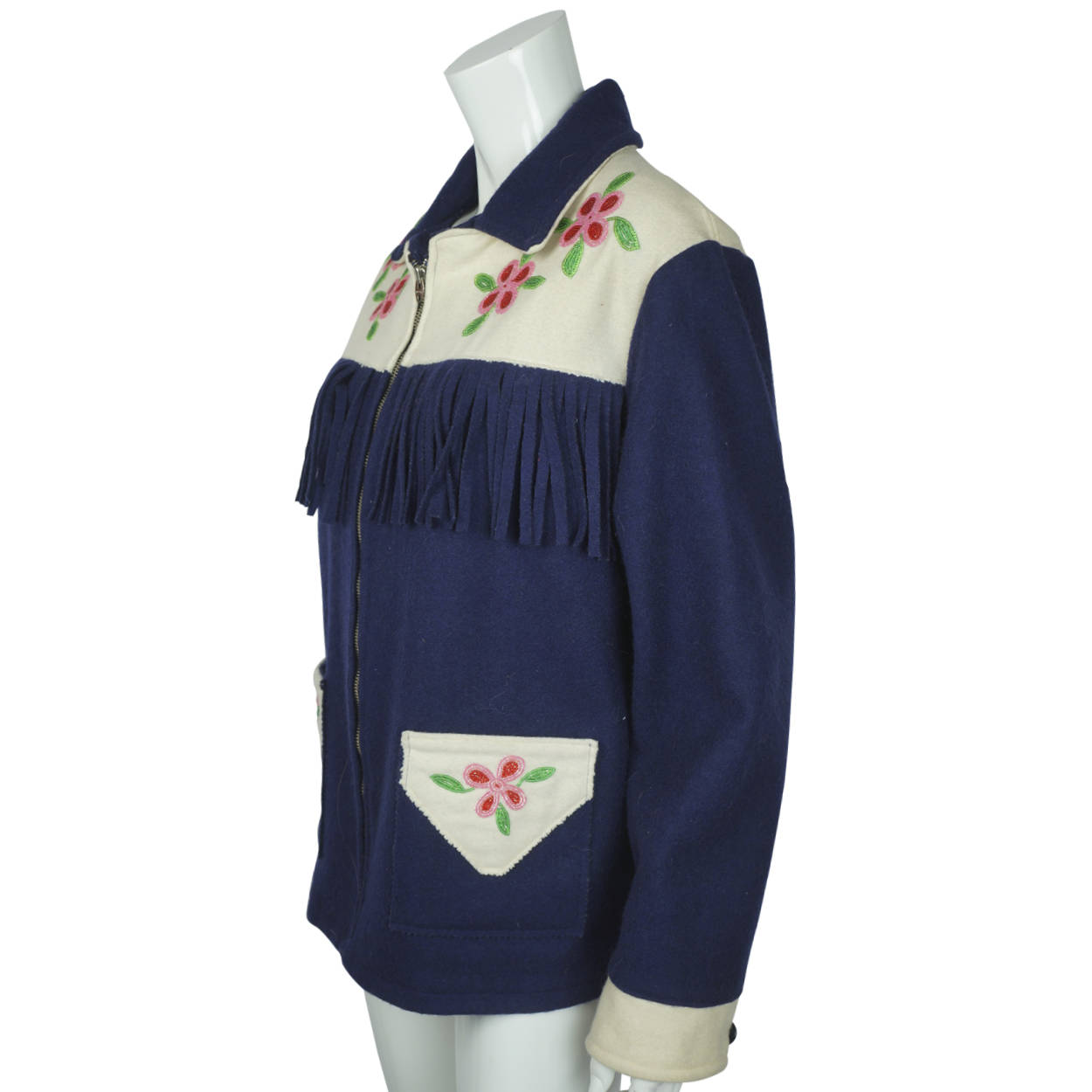 Vintage Canadian Indian Beaded Jacket Wool Coat First Nations - Poppy's Vintage Clothing