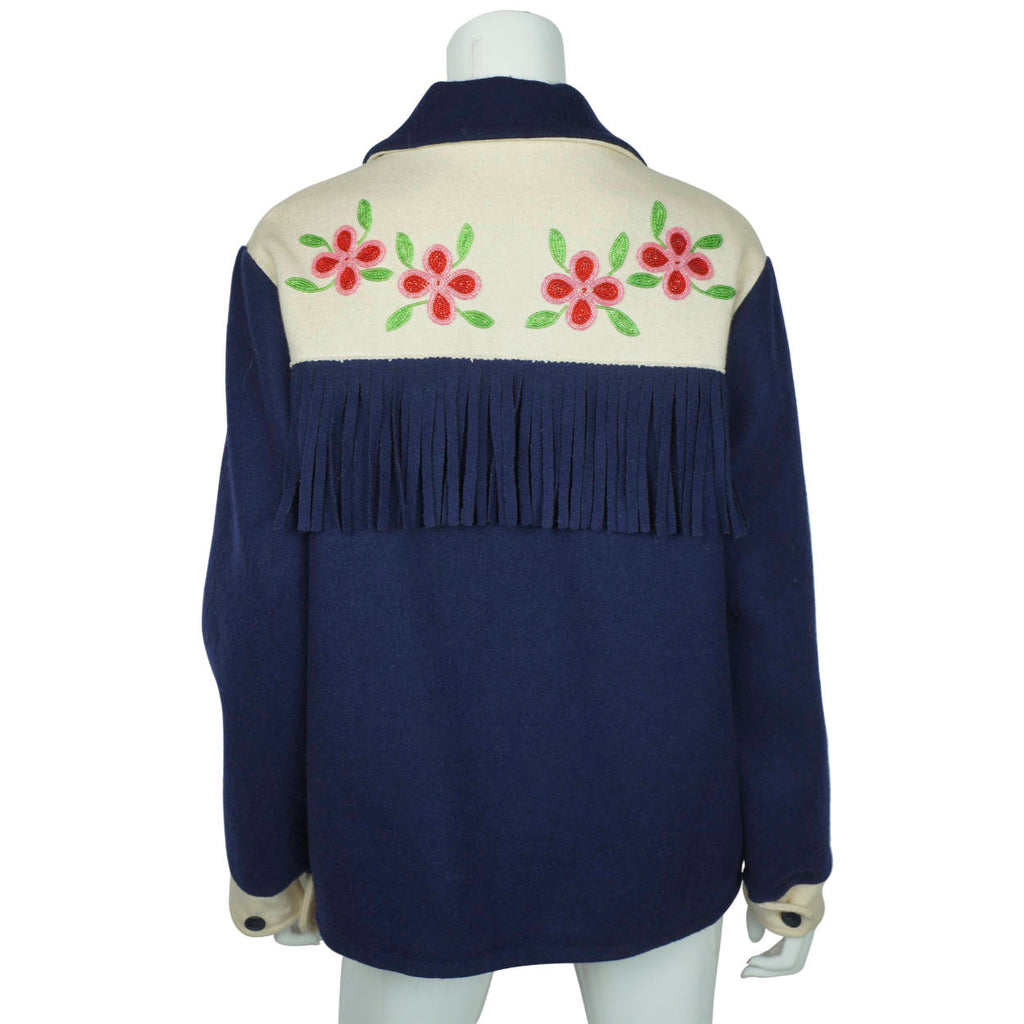 Vintage Canadian Indian Beaded Jacket Wool Coat First Nations - Poppy's Vintage Clothing