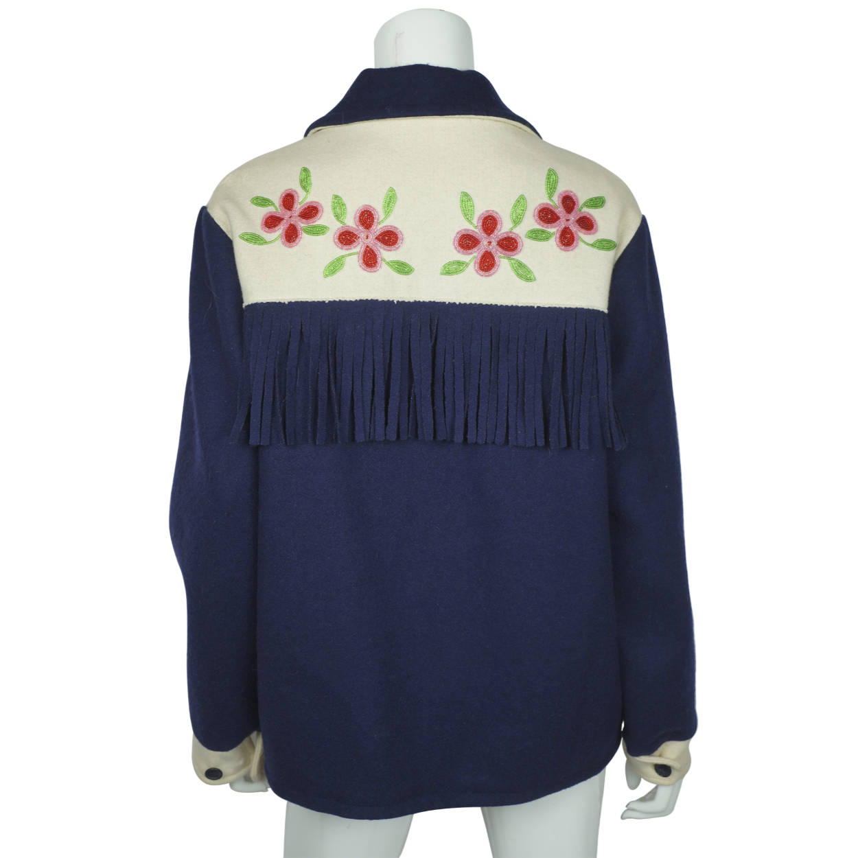 Vintage Canadian Indian Beaded Jacket Wool Coat First Nations - Poppy's Vintage Clothing