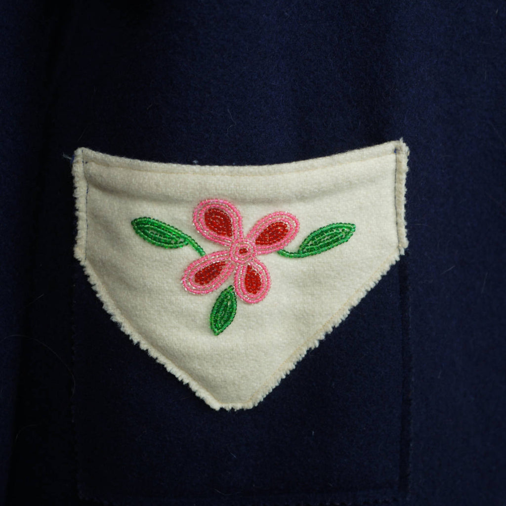 Vintage Canadian Indian Beaded Jacket Wool Coat First Nations - Poppy's Vintage Clothing