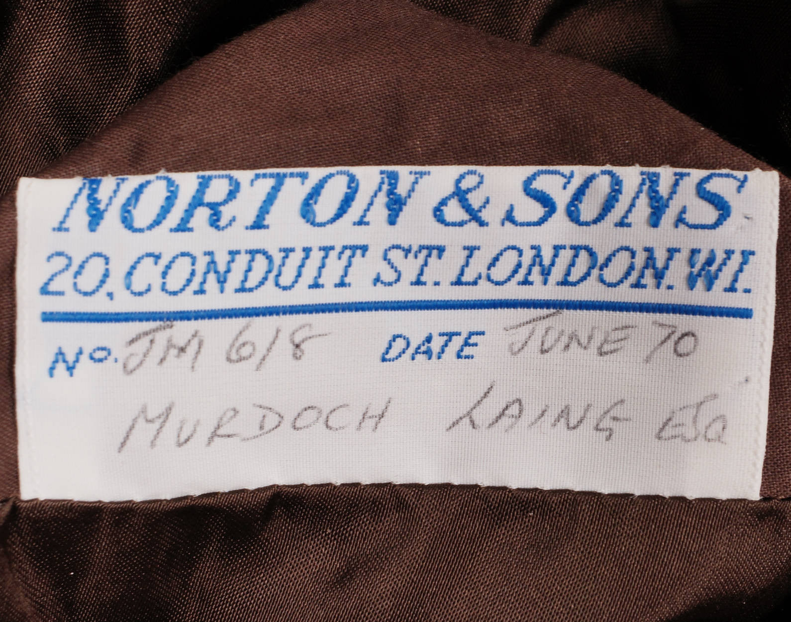 Vintage Norton & Sons Bespoke Savile Row Jacket Brown Velvet Blazer 1970 Large - Poppy's Vintage Clothing