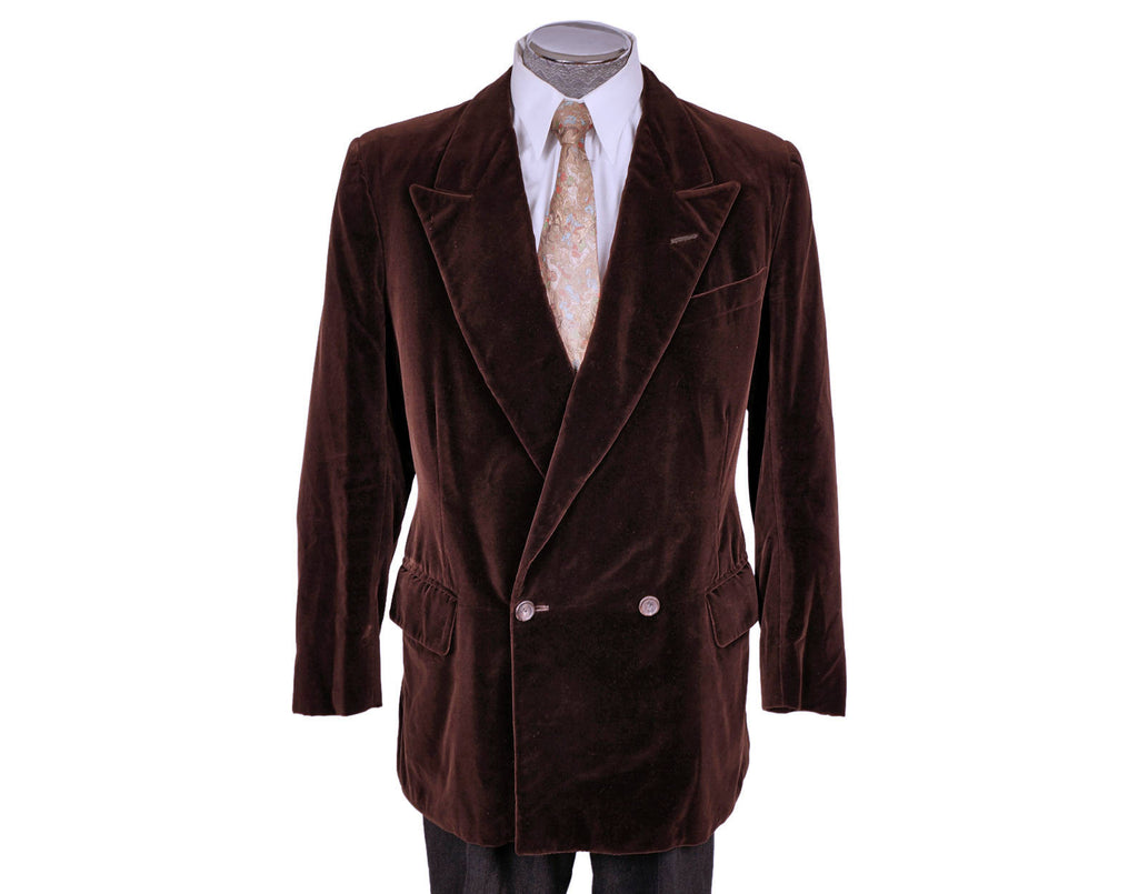 Vintage Norton & Sons Bespoke Savile Row Jacket Brown Velvet Blazer 1970 Large - Poppy's Vintage Clothing