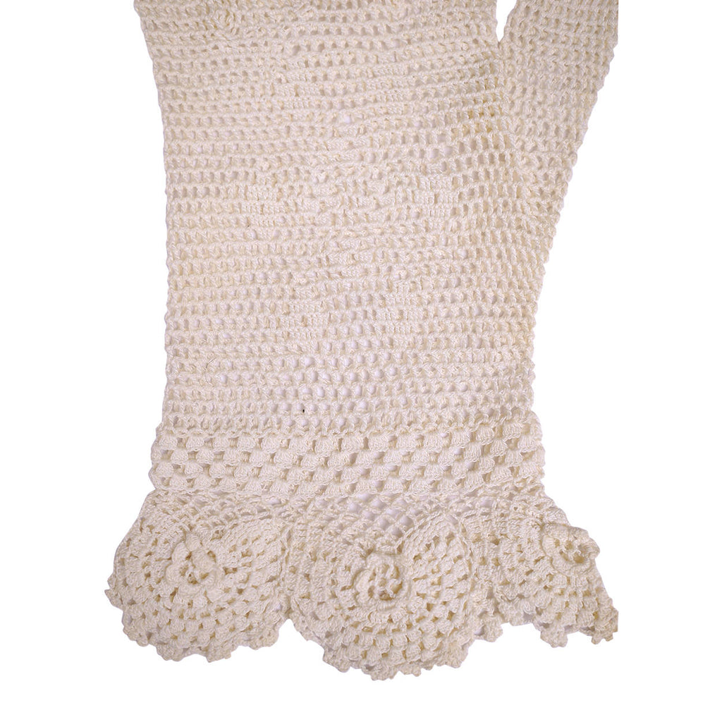Vintage Crochet Gloves Off White Hand Made Ladies Size Small - Poppy's Vintage Clothing
