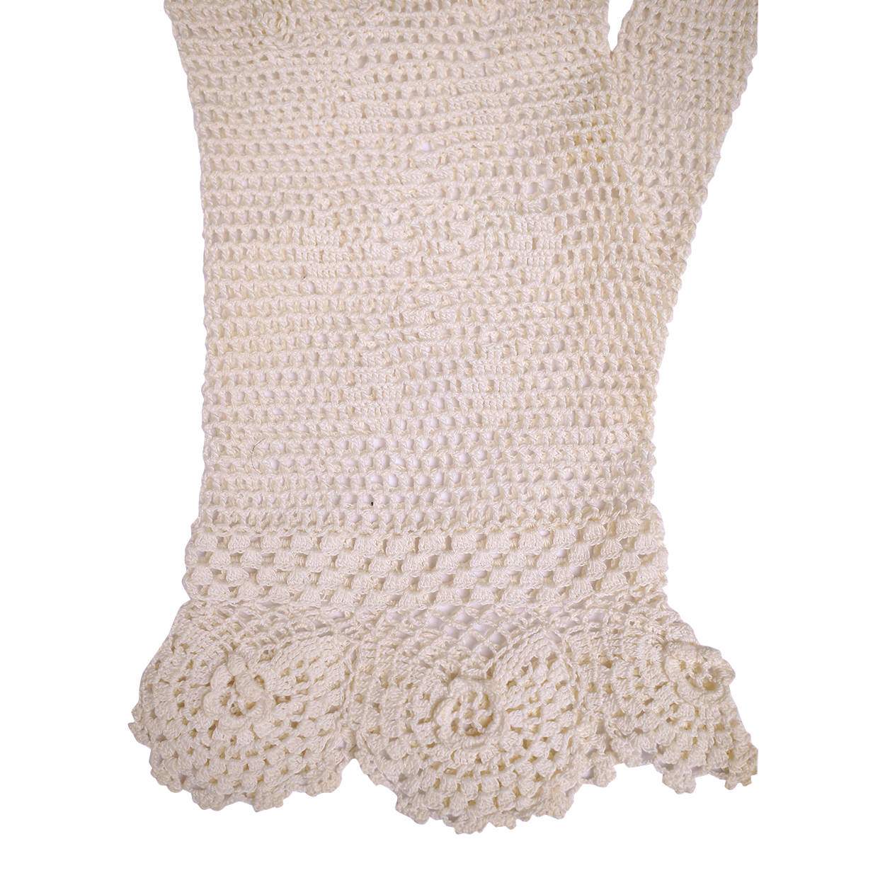 Vintage Crochet Gloves Off White Hand Made Ladies Size Small - Poppy's Vintage Clothing
