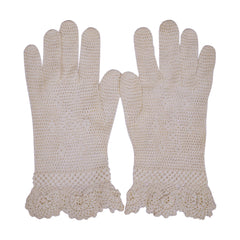 Vintage Crochet Gloves Off White Hand Made Ladies Size Small - Poppy's Vintage Clothing