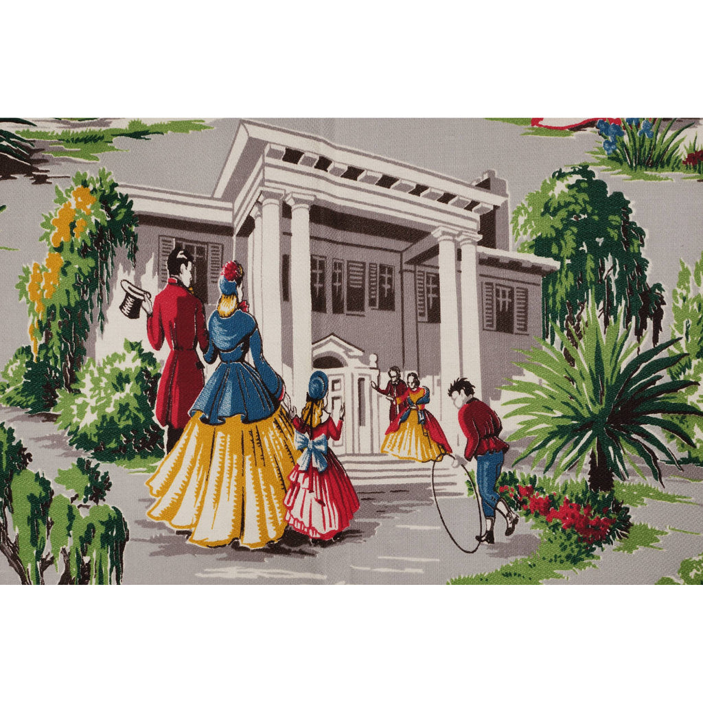 Unused Vintage 1940s Old South Antebellum Drapery Barkcloth Fabric 35 x 220 Inch - Poppy's Vintage Clothing