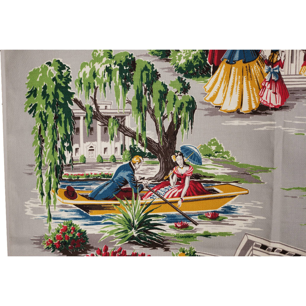 Unused Vintage 1940s Old South Antebellum Drapery Barkcloth Fabric 35 x 220 Inch - Poppy's Vintage Clothing