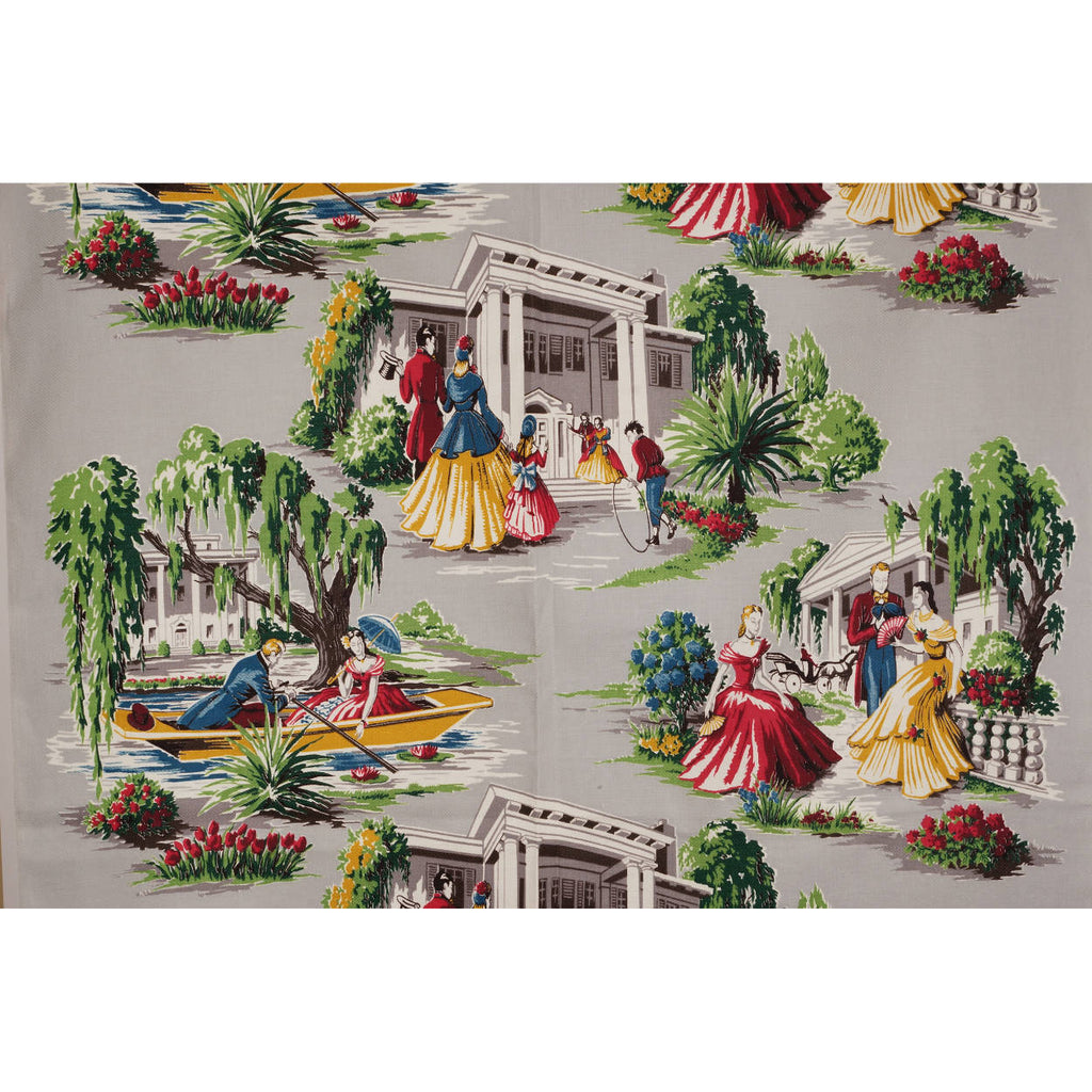 Unused Vintage 1940s Old South Antebellum Drapery Barkcloth Fabric 35 x 220 Inch - Poppy's Vintage Clothing