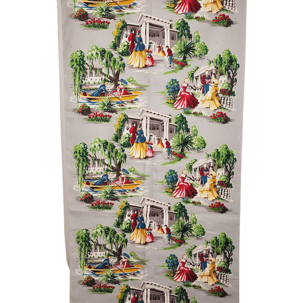 Unused Vintage 1940s Old South Antebellum Drapery Barkcloth Fabric 35 x 220 Inch - Poppy's Vintage Clothing