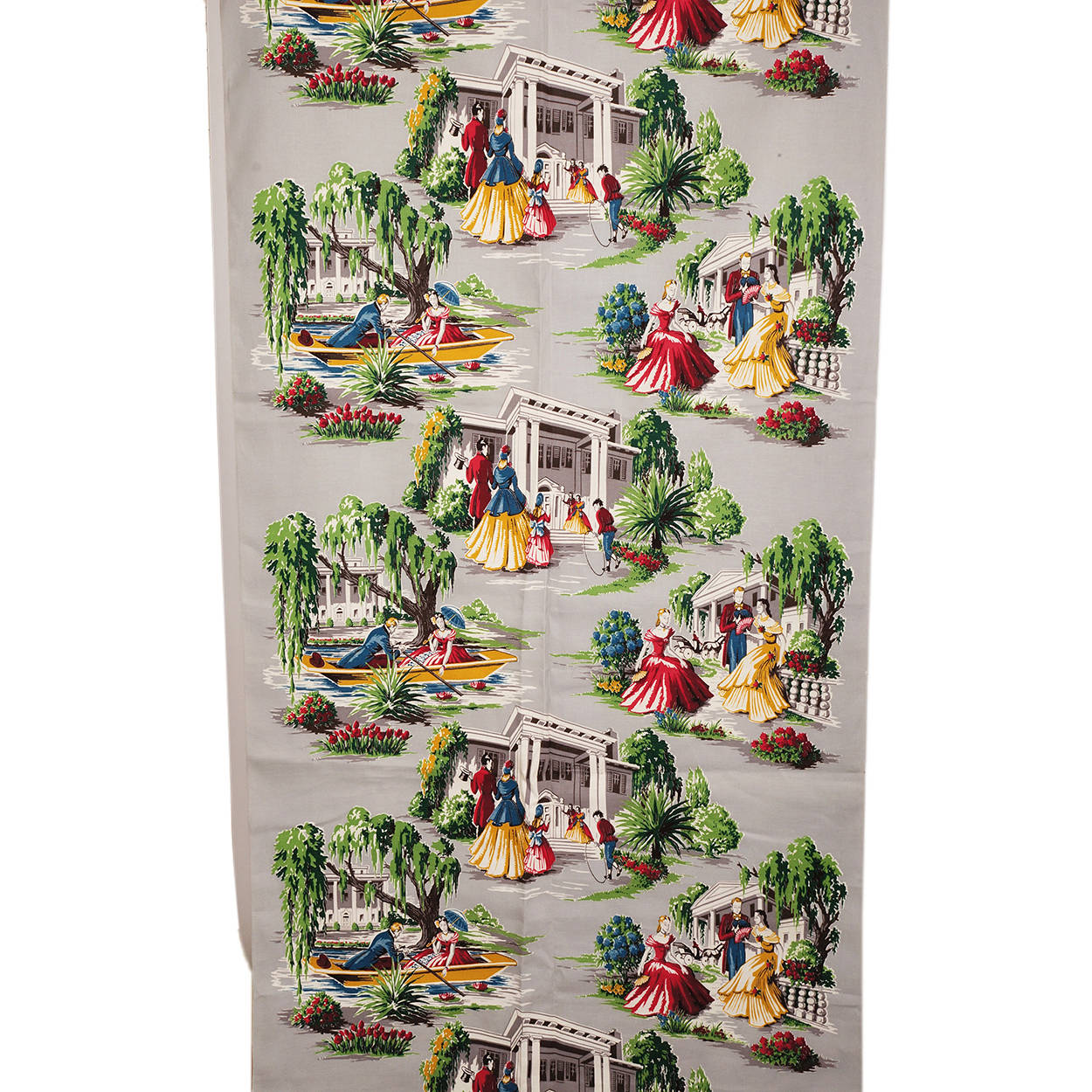 Unused Vintage 1940s Old South Antebellum Drapery Barkcloth Fabric 35 x 220 Inch - Poppy's Vintage Clothing