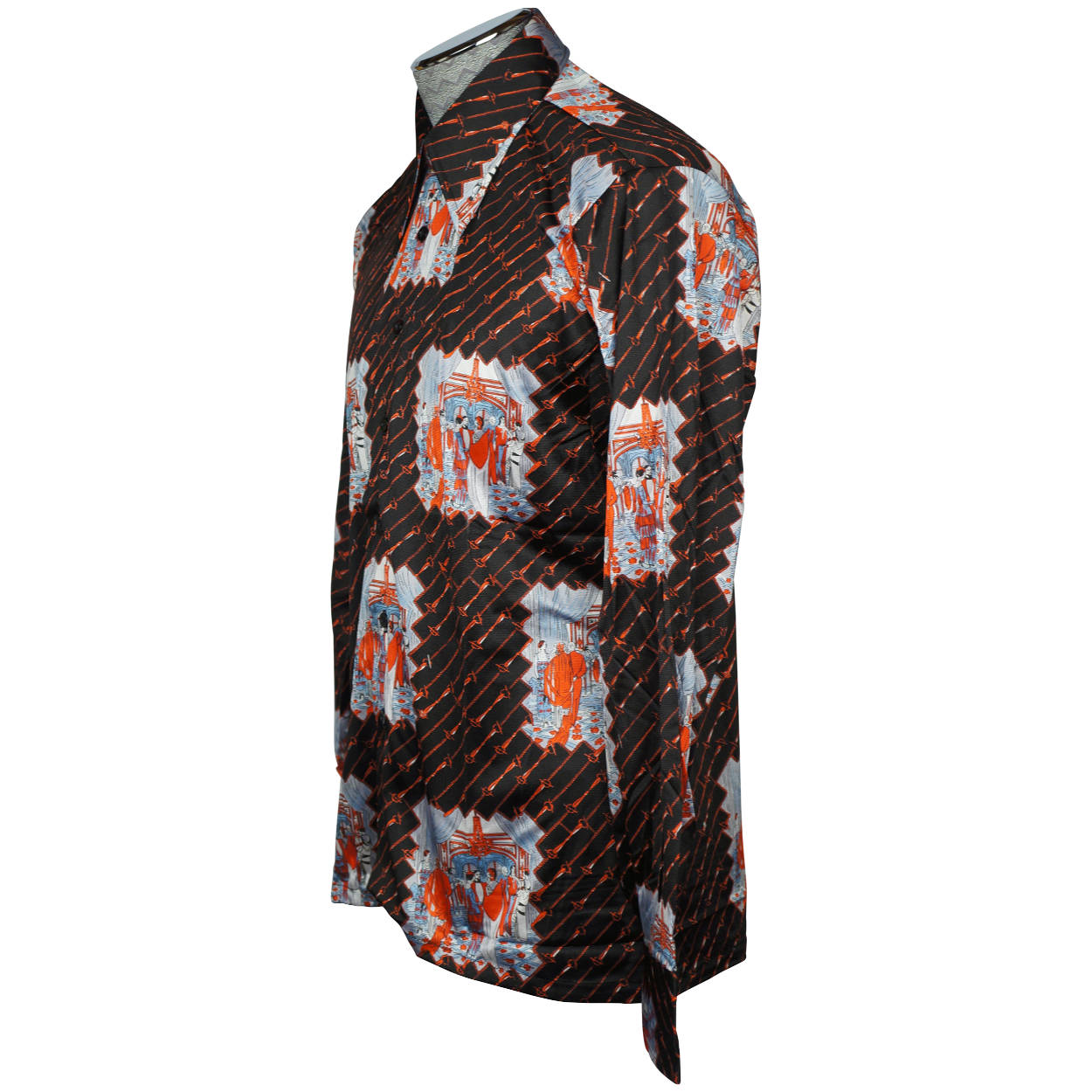 Vintage Mens 70s Shirt Disco Party NWOT Novelty Print Jersey Size L - Poppy's Vintage Clothing