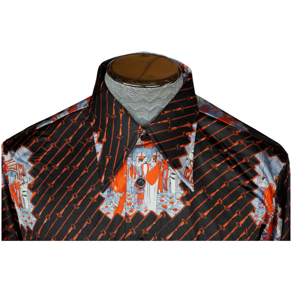 Vintage Mens 70s Shirt Disco Party NWOT Novelty Print Jersey Size L - Poppy's Vintage Clothing
