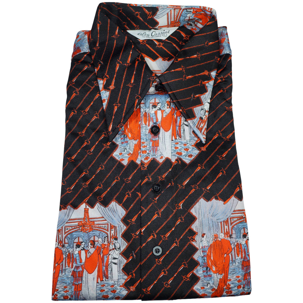 Vintage Mens 70s Shirt Disco Party NWOT Novelty Print Jersey Size L - Poppy's Vintage Clothing