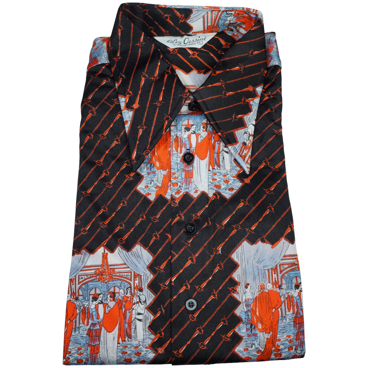Vintage Mens 70s Shirt Disco Party NWOT Novelty Print Jersey Size L - Poppy's Vintage Clothing