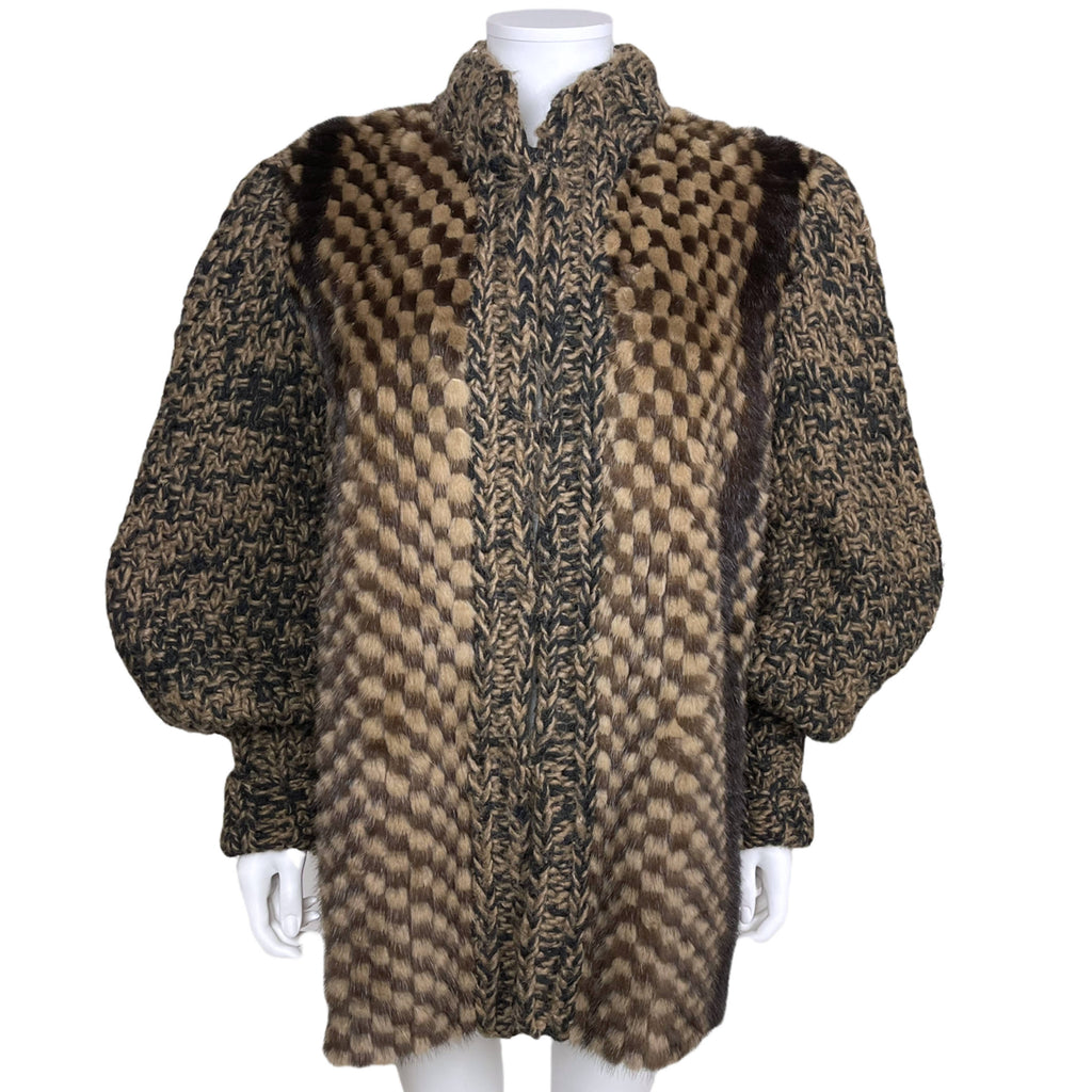 Wool Knit Mink Fur Jacket Coat Olivier Furs Canada Size M L