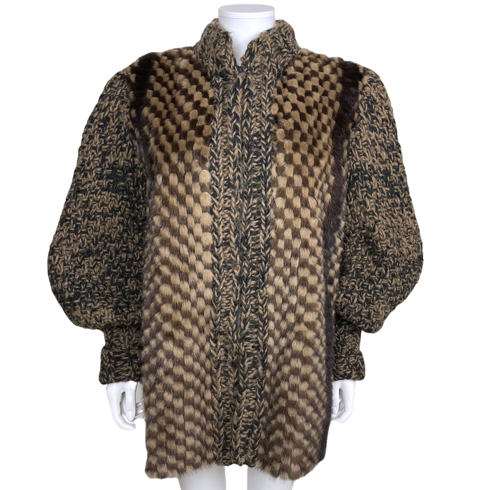 Wool Knit Mink Fur Jacket Coat Olivier Furs Canada Size M L