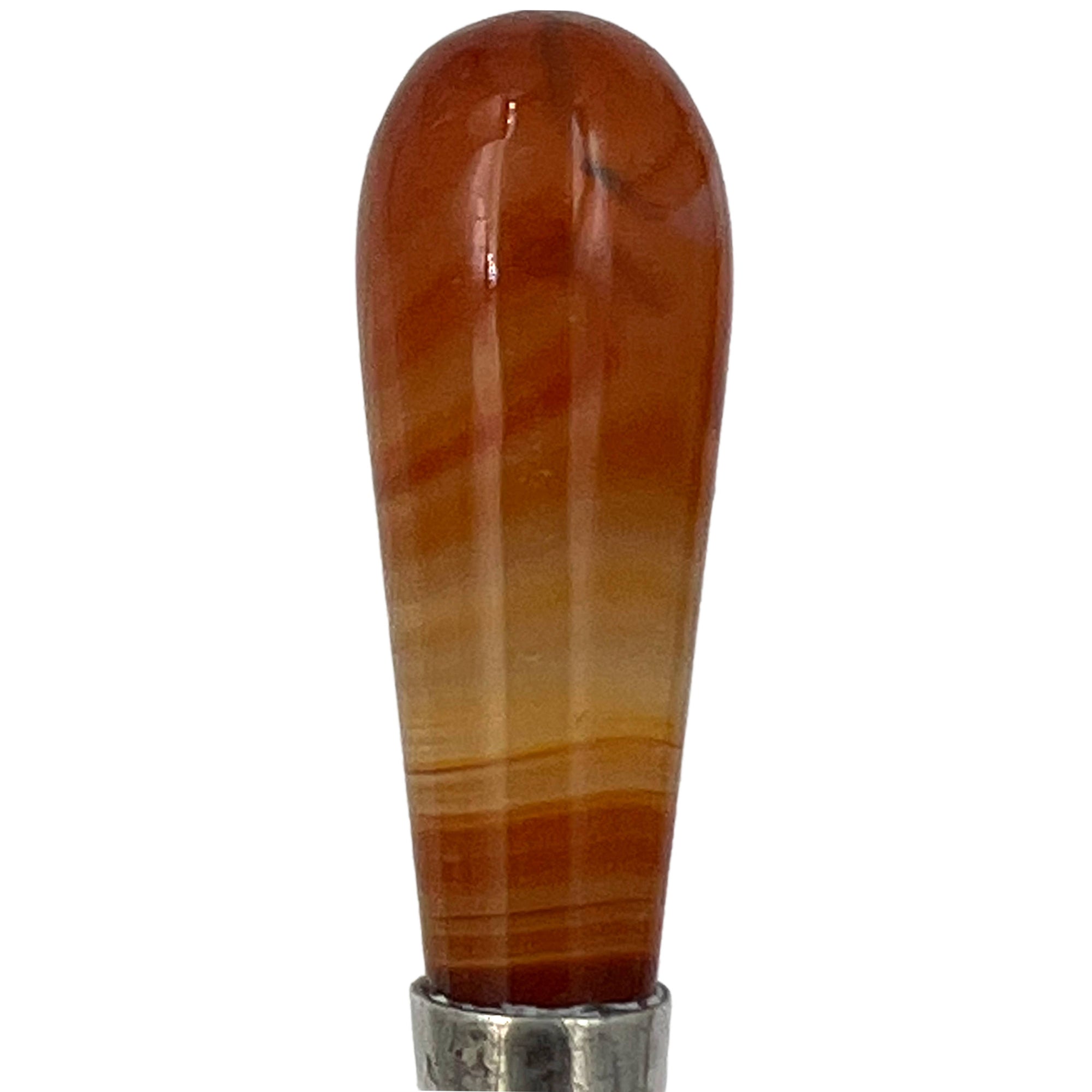 Antique Glove Button Hook Orange Agate w Brass Hook 2 7/8”